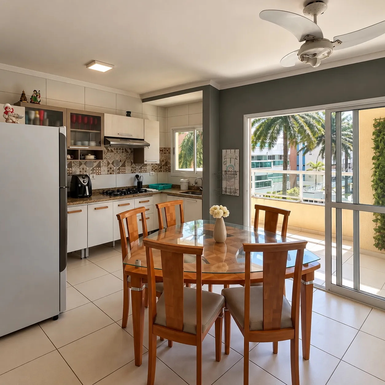 Ambiente integrado com sala e cozinha
